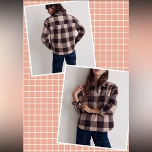 Madewell Plaid Shirt in Brown and Cream